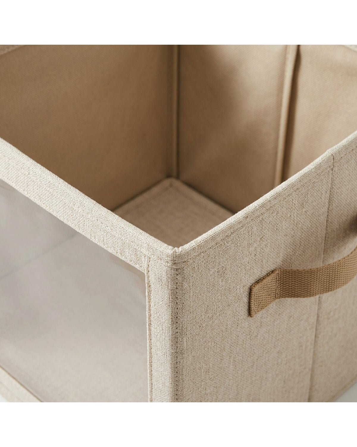Dufro Windowed Linen Blend Folding Storage Cube 32 L Natural - Detail view