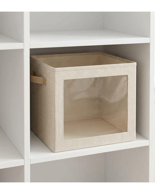 Dufro Windowed Linen Blend Folding Storage Cube 32 L Natural - Lifestyle view