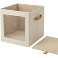Dufro Windowed Linen Blend Folding Storage Cube 32 L Natural - Product view