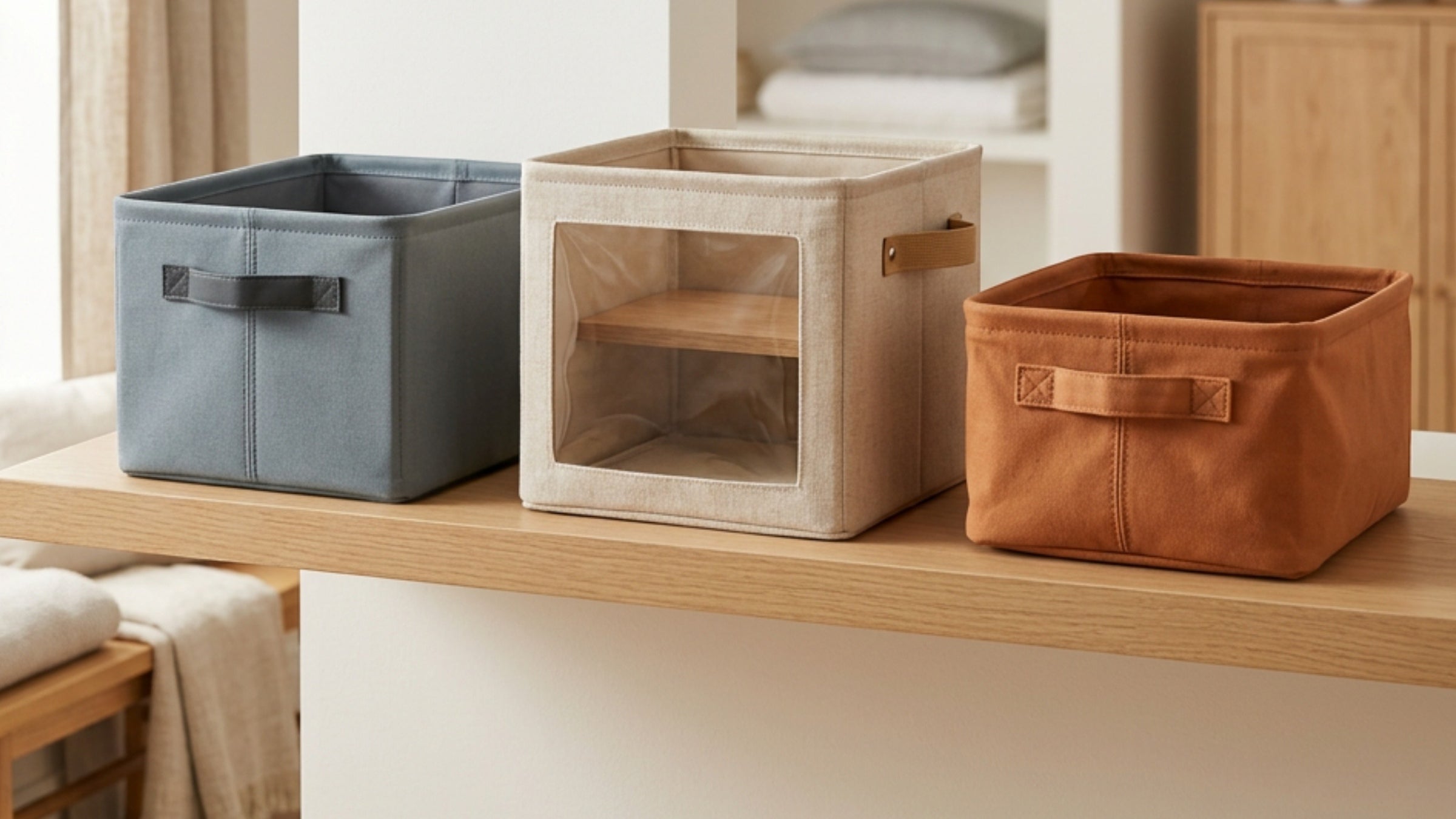Dufro Fabric Folding Storage Baskets with Handles